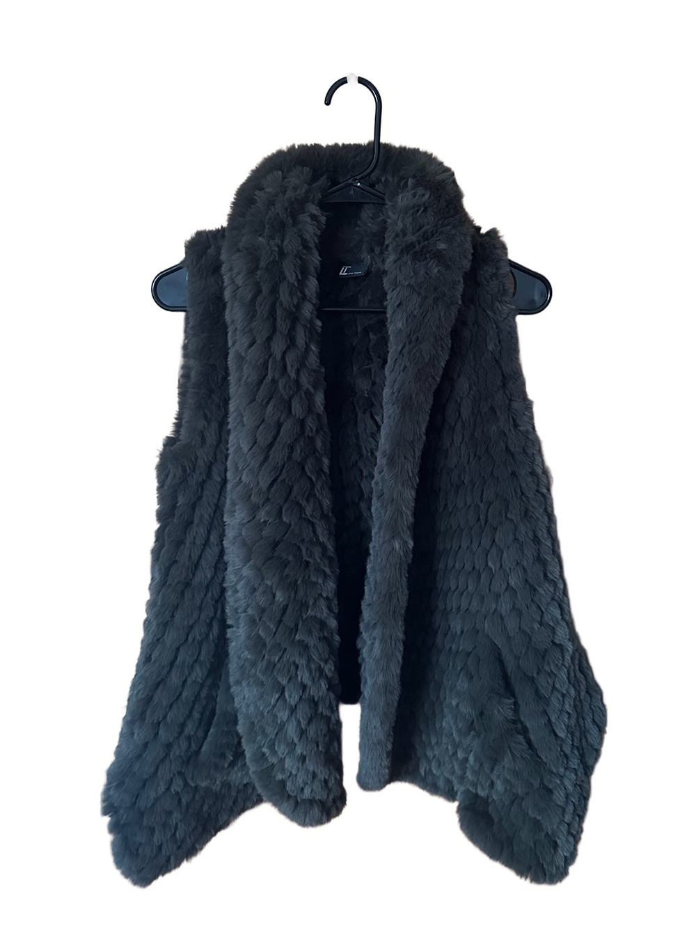 Love Token Black Faux Fur Textured Vest